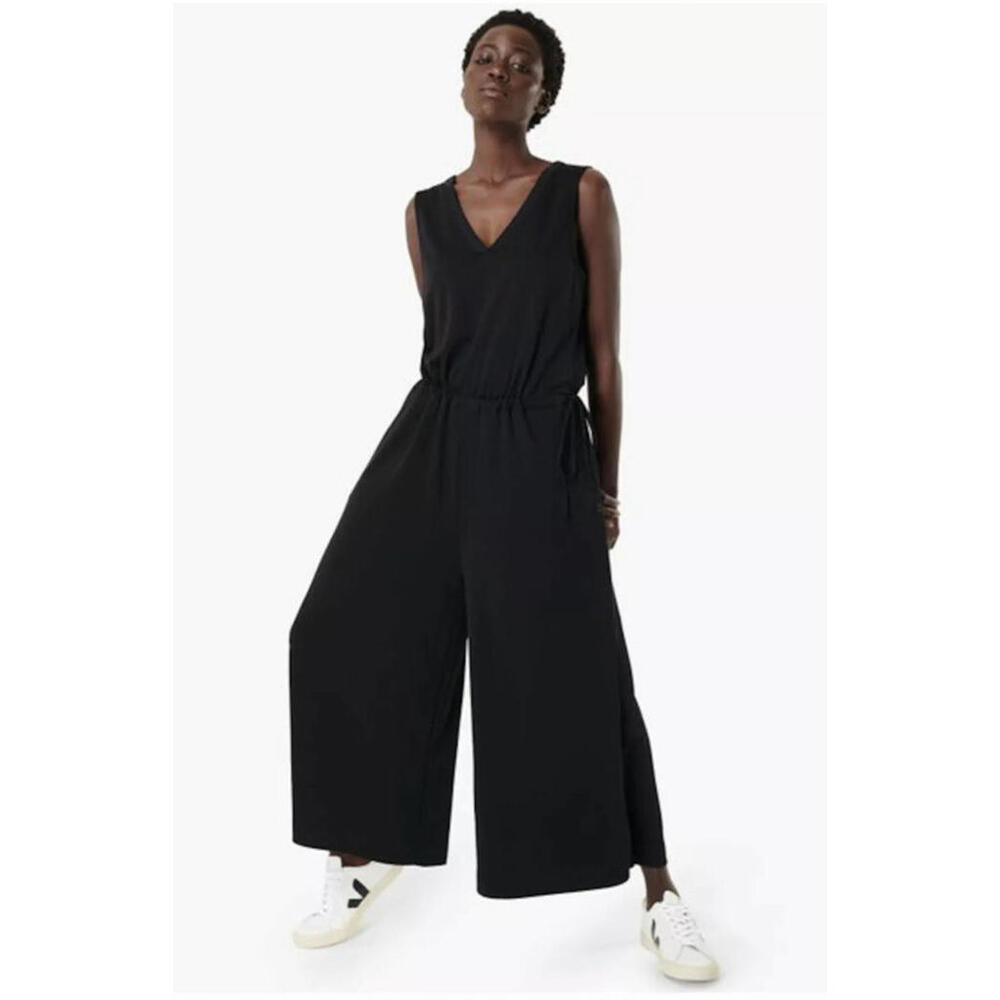 New SWEATY BETTY Cruise V-Neck Wide Leg Cropped Jumpsuit Black Size M Retail$128 - Picture 2 of 12